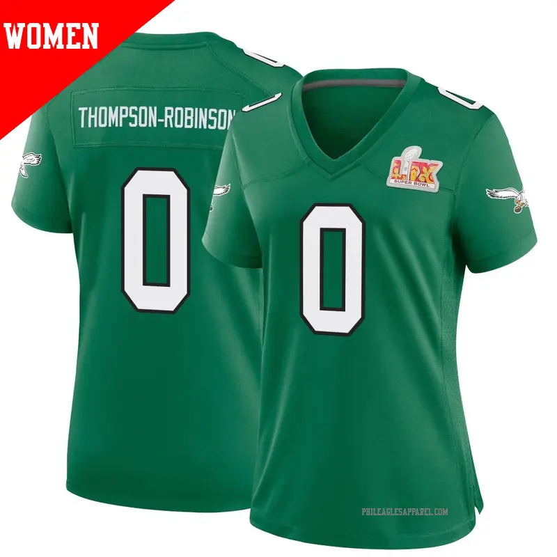 Women's ＃0 Dorian Thompson-Robinson Philadelphia Eagles Game Green Kelly Alternate Super Bowl LIX Jersey