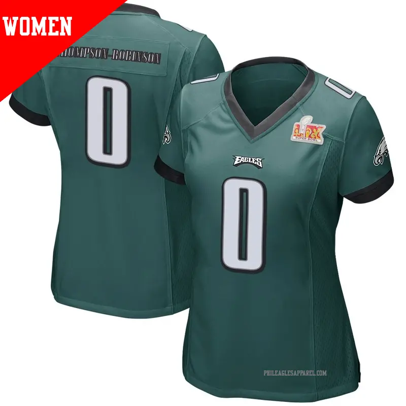 Women's ＃0 Dorian Thompson-Robinson Philadelphia Eagles Game Green Team Color Super Bowl LIX Jersey