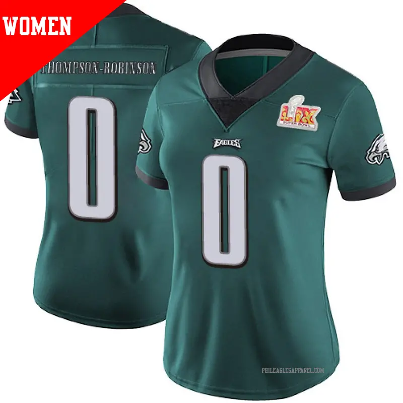 Women's ＃0 Dorian Thompson-Robinson Philadelphia Eagles Limited Green Midnight Team Color Vapor Untouchable Super Bowl LIX Jerse
