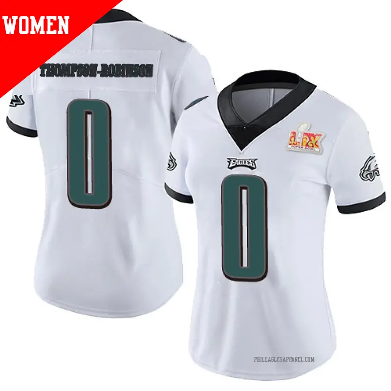 Women's ＃0 Dorian Thompson-Robinson Philadelphia Eagles Limited White Vapor Untouchable Super Bowl LIX Jersey