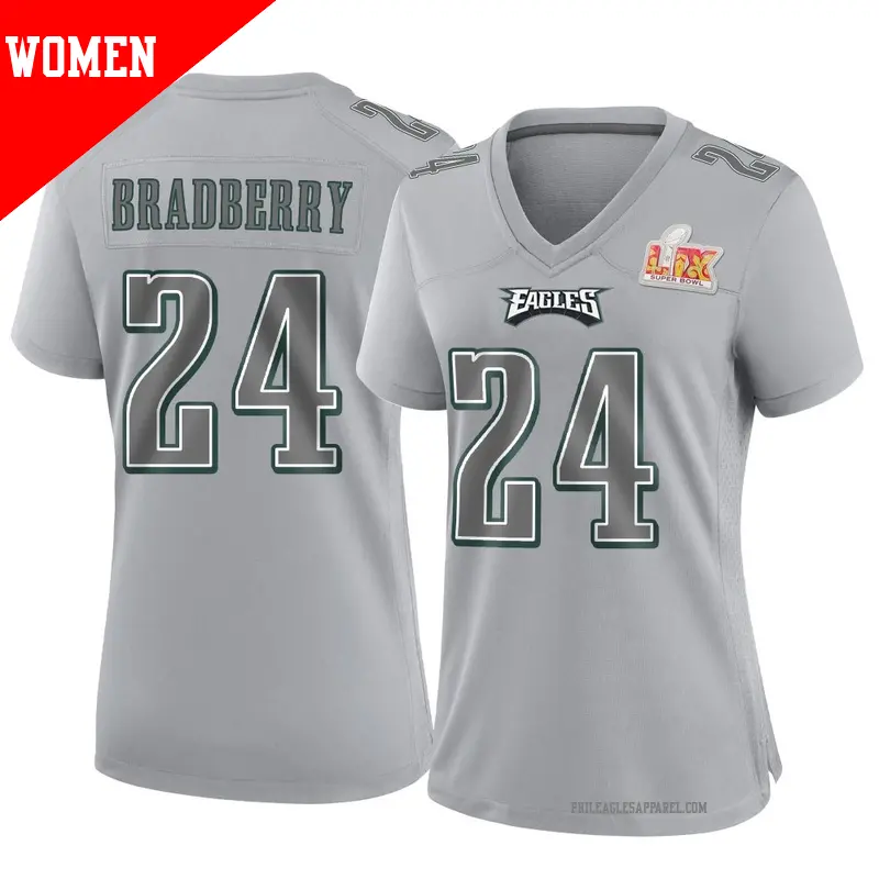 Women's ＃24 James Bradberry IV Philadelphia Eagles Game Gray Atmosphere Fashion Super Bowl LIX Jersey