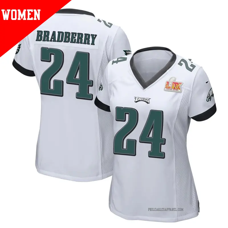 Women's ＃24 James Bradberry IV Philadelphia Eagles Game White Super Bowl LIX Jersey