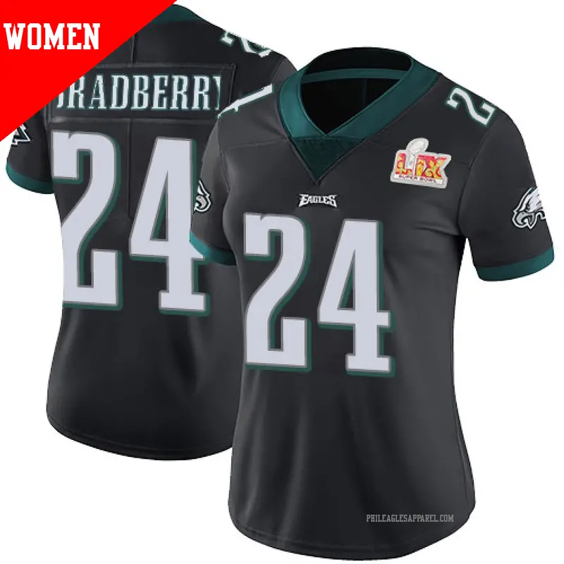Women's ＃24 James Bradberry IV Philadelphia Eagles Limited Black Alternate Vapor Untouchable Super Bowl LIX Jersey