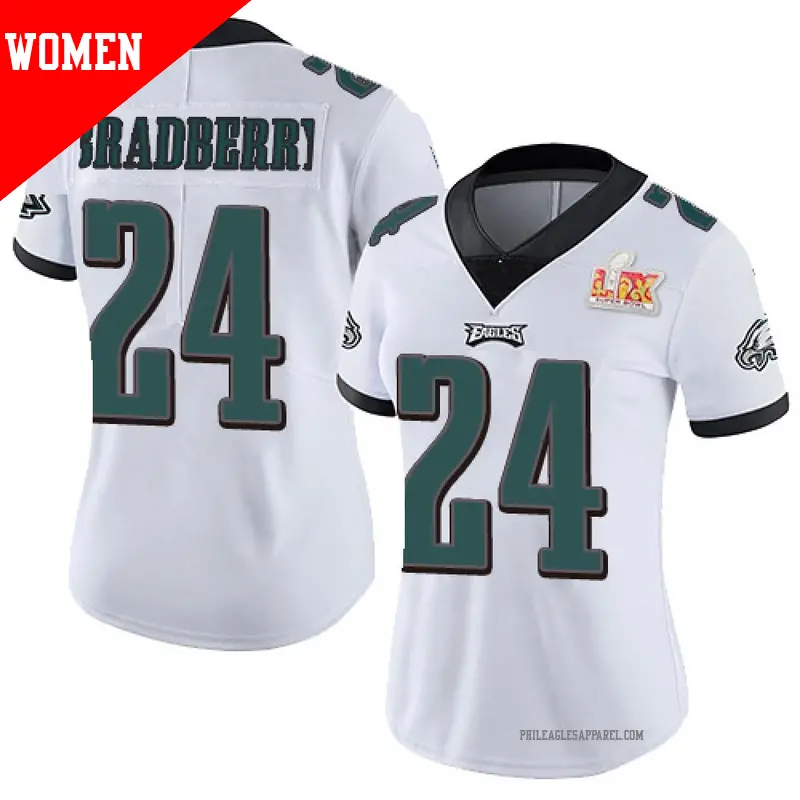 Women's ＃24 James Bradberry IV Philadelphia Eagles Limited White Vapor Untouchable Super Bowl LIX Jersey