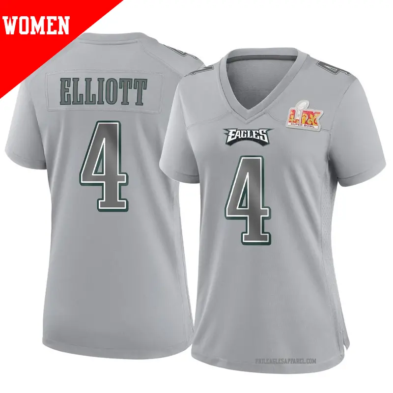 Women's ＃4 Jake Elliott Philadelphia Eagles Game Gray Atmosphere Fashion Super Bowl LIX Jersey
