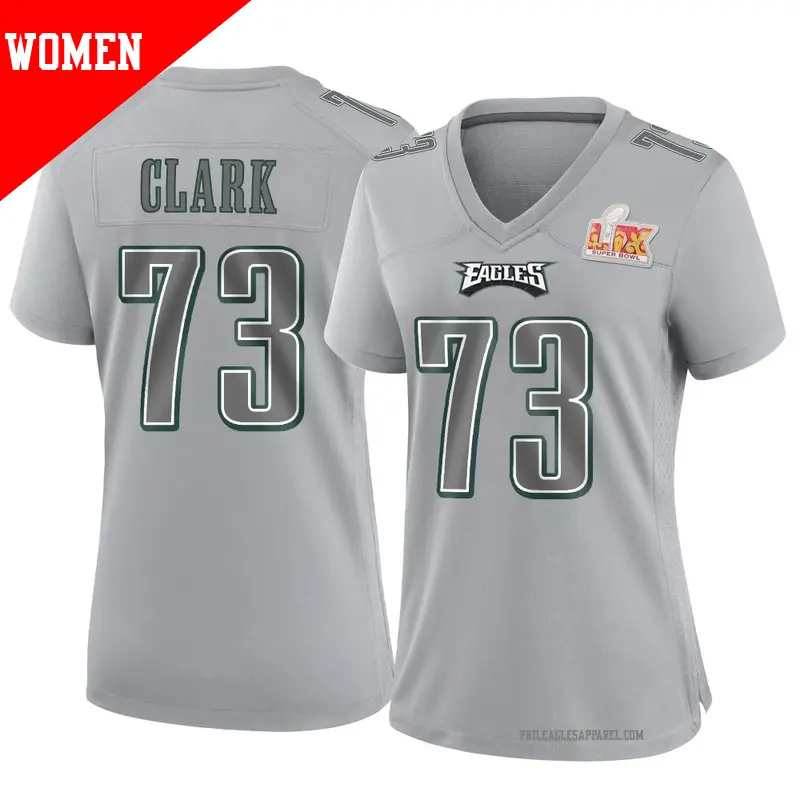Women's ＃73 Le'Raven Clark Philadelphia Eagles Game Gray Atmosphere Fashion Super Bowl LIX Jersey
