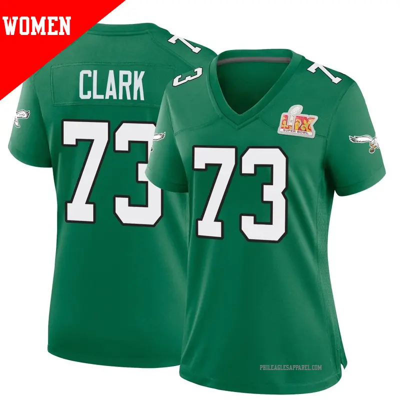 Women's ＃73 Le'Raven Clark Philadelphia Eagles Game Green Kelly Alternate Super Bowl LIX Jersey