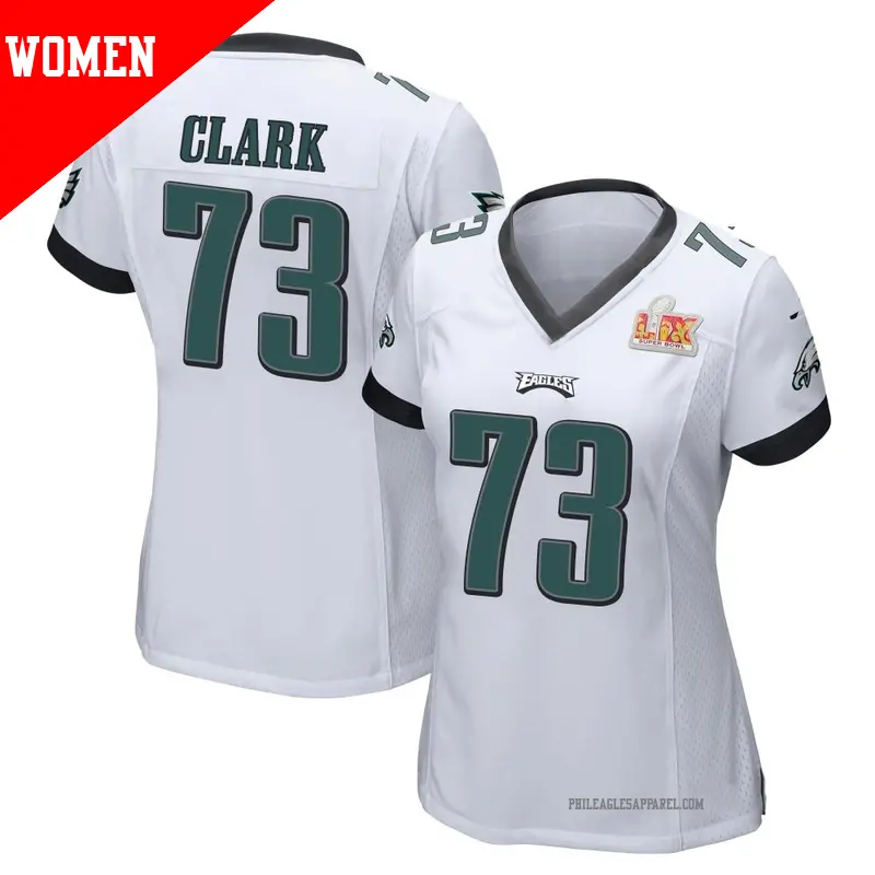 Women's ＃73 Le'Raven Clark Philadelphia Eagles Game White Super Bowl LIX Jersey