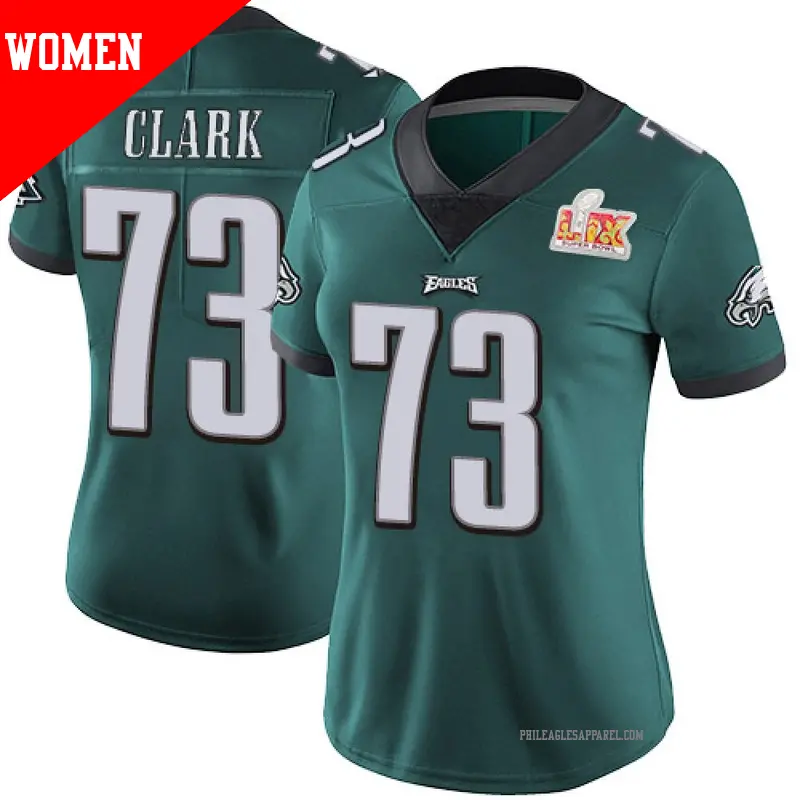Women's ＃73 Le'Raven Clark Philadelphia Eagles Limited Green Midnight Team Color Vapor Untouchable Super Bowl LIX Jersey
