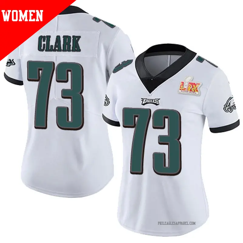 Women's ＃73 Le'Raven Clark Philadelphia Eagles Limited White Vapor Untouchable Super Bowl LIX Jersey