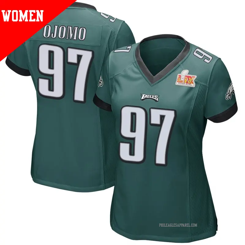 Women's ＃97 Moro Ojomo Philadelphia Eagles Game Green Team Color Super Bowl LIX Jersey