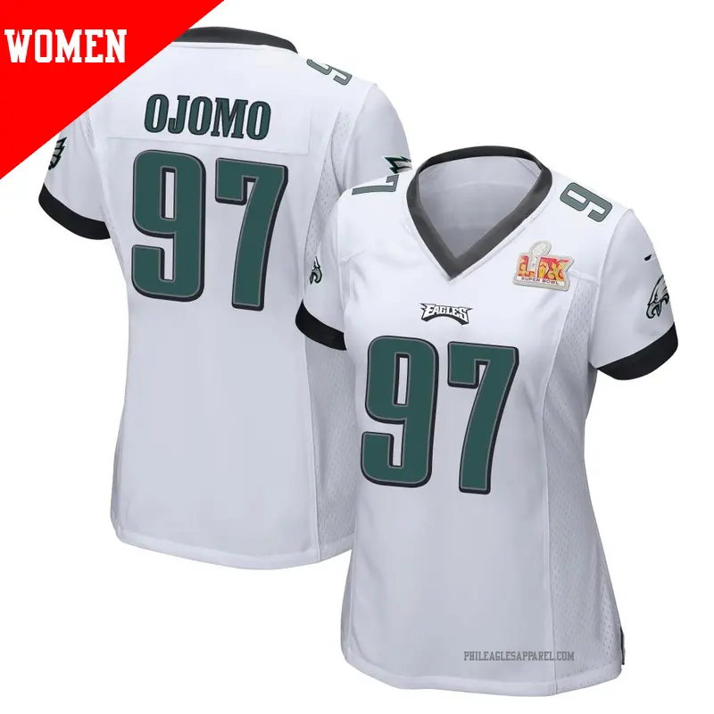 Women's ＃97 Moro Ojomo Philadelphia Eagles Game White Super Bowl LIX Jersey