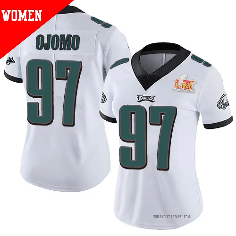 Women's ＃97 Moro Ojomo Philadelphia Eagles Limited White Vapor Untouchable Super Bowl LIX Jersey
